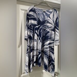 Navy & White Top / Cover Up - Medium